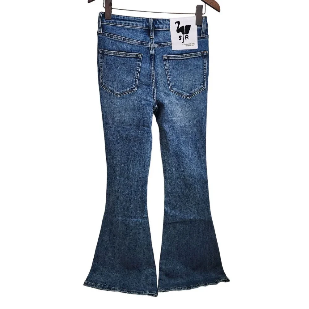 NWT Sandrine Rose by Free People Super‎ Flare Jeans Women's Size 27 Blue Denim
